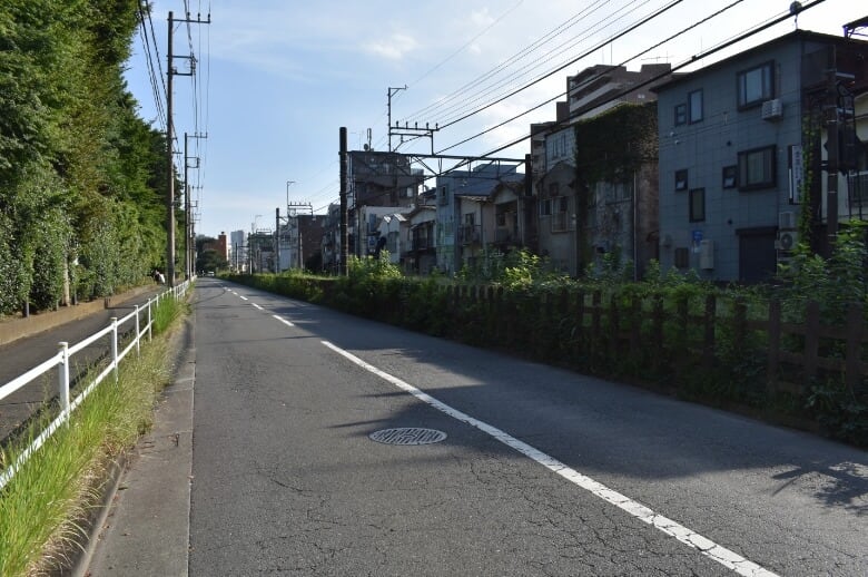 線路沿いに国交大通りを直進する。